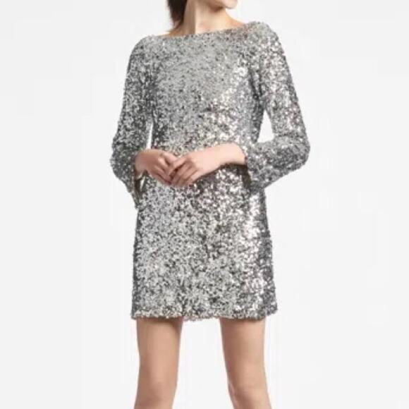 Sachin & Babi Cameron Sequin Dress In Silver Women’s Sz 10 NWT - Picture 1 of 7